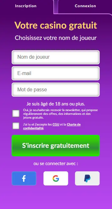 Créer un compte sur CASINO MYJACKPOT