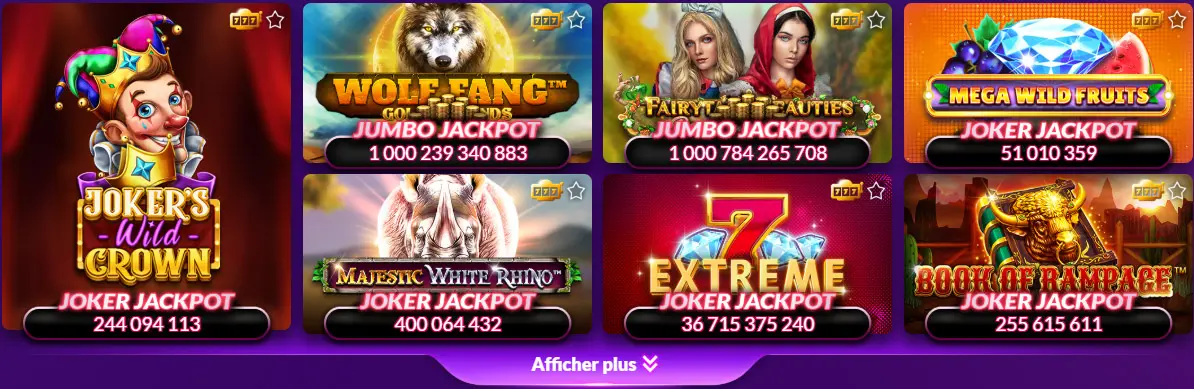 Jeux avec jackpots joker au CASINO MYJACKPOT